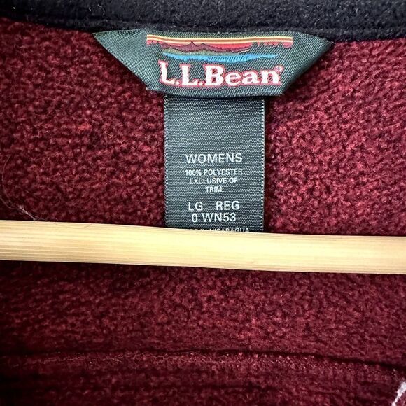 L.L Bean Womens Maroon and Black Zippered Pockets Fleece Vest Size L - Picture 3 of 7